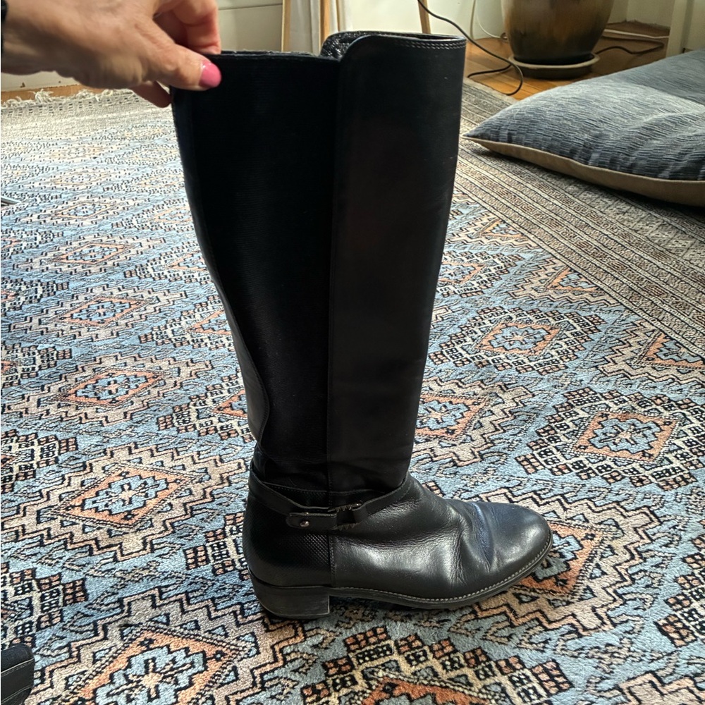 Aquatalia Suede and Leather Black Kneehigh Weatherproof Boots